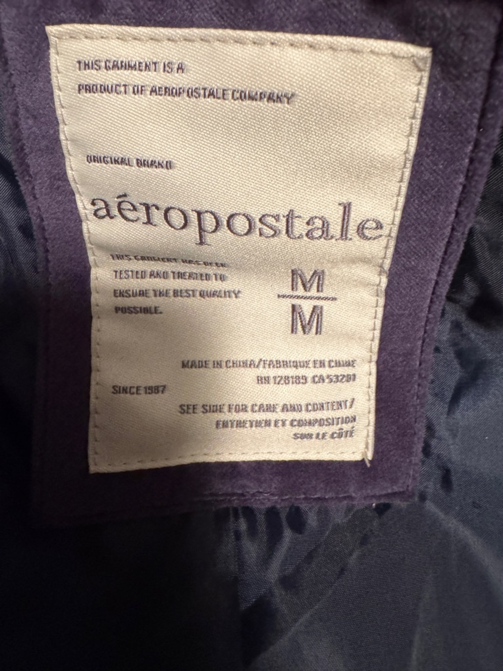 Aeropostale Blue and Black Plaid Double-Breasted Peacoat - Picture 3 of 3